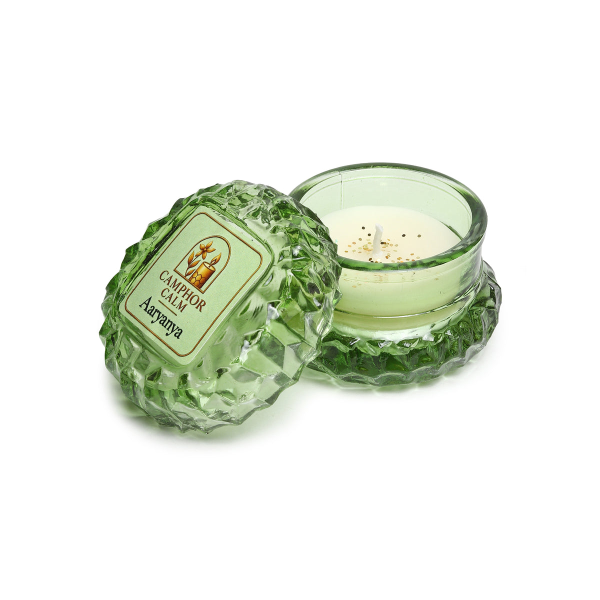 AARYANYA - Green Crystal Jar Scented Candle