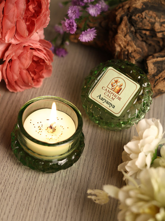 AARYANYA - Green Crystal Jar Scented Candle