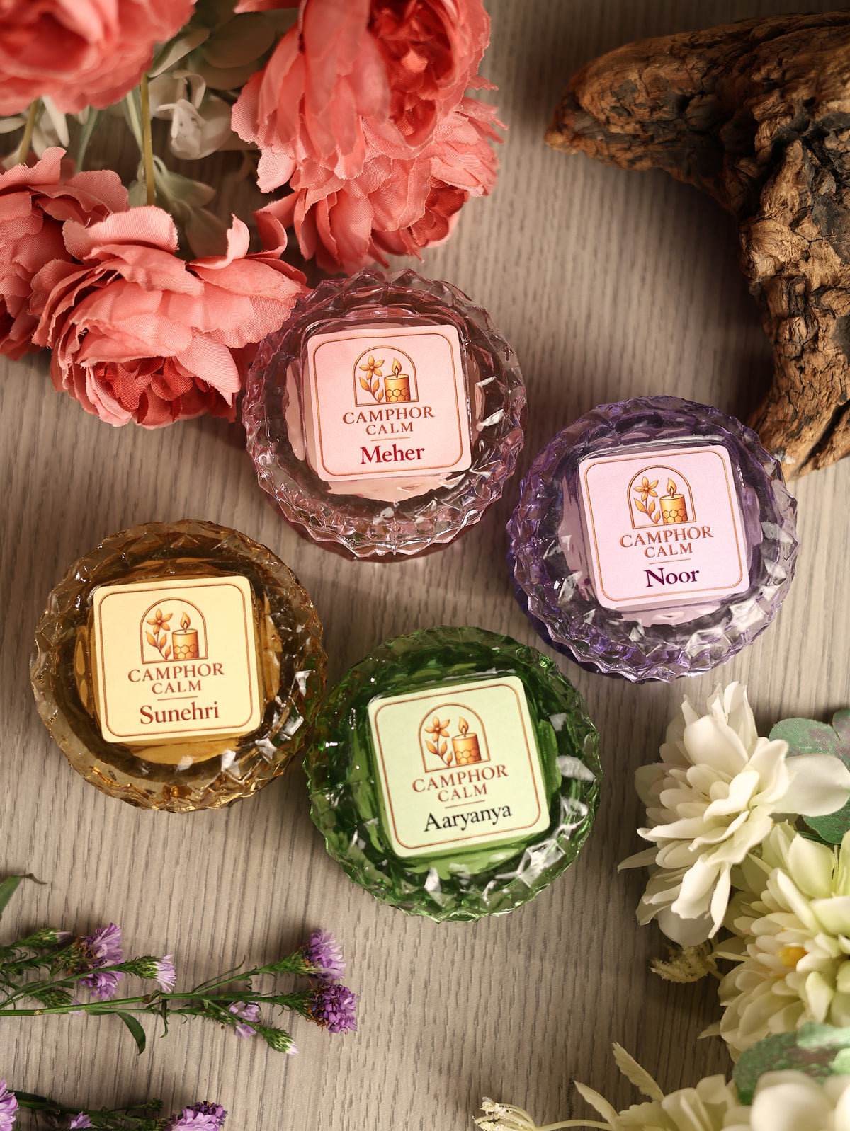 AARYANYA - Green Crystal Jar Scented Candle